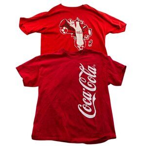 2 Coca-Cola FIFA World Cup Men's T-Shirt Medium Lot Of Two Red Logo Graphic Tee
